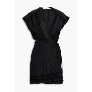 Casalia frayed linen-blend mini wrap dress