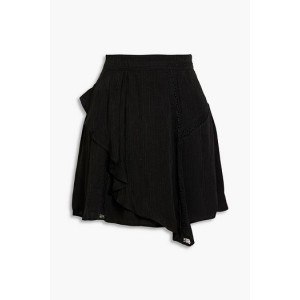 Bealie lace-trimmed ruffled satin-jacquard mini skirt