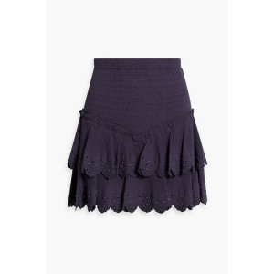 Landora tiered cotton and silk-blend crepon mini skirt