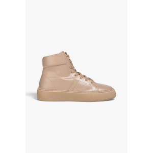 Faux leather high-top sneakers