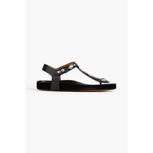 Suede-trimmed studded leather sandals