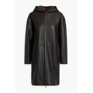 Reversible shearling hooded coat