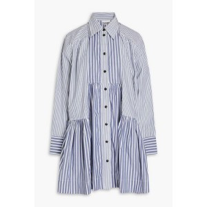 Striped cotton-poplin mini shirt dress