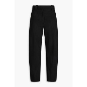 Pinstriped twill tapered pants