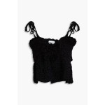 Cropped ruffled chenille top