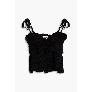 Cropped ruffled chenille top