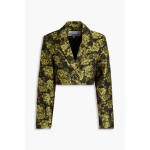 Cropped floral-jacquard blazer