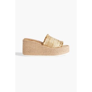 Metallic faux leather espadrille wedge mules