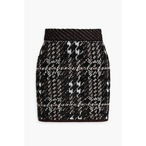 Checked jacquard-knit mini skirt