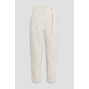 Yila cropped cotton and linen-blend twill tapered pants