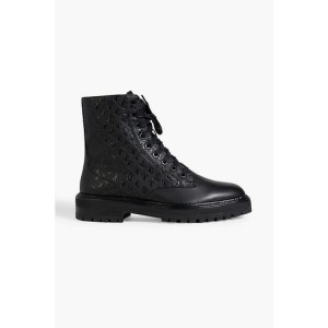 Cora embossed leather combat boots