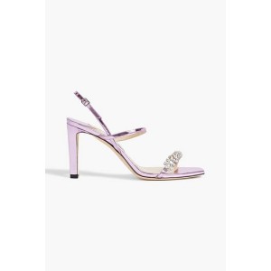 Meira 85 crystal-embellished mirrored-leather sandals
