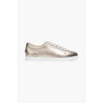 Cash studded metallic textured-leather sneakers