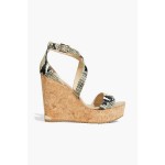 Portia 120 snake-effect leather wedge sandals