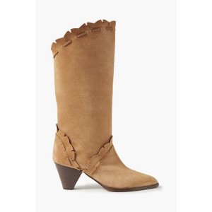 Leesta scalloped topstitched suede boots