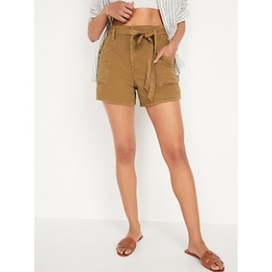 High-Waisted Twill Workwear Shorts -- 4.5-inch inseam
