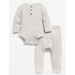 Unisex Thermal-Knit Henley Bodysuit and Leggings for Baby Hot Deal