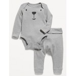Unisex Striped Organic-Cotton Bodysuit & Pants Set for Baby Hot Deal