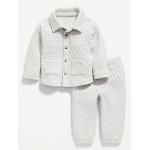 Unisex Quilted Pocket Shirt and Sweatpants Set for Baby