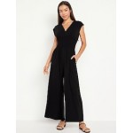 Waist-Defined Shirred Jumpsuit Hot Deal