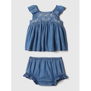 Baby Embroidered Denim Outfit Set