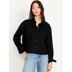 Cropped Loose Button-Down Shirt
