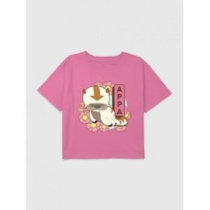 Kids Avatar the Last Airbender Appa Chibi Floral Graphic Boxy Crop Tee